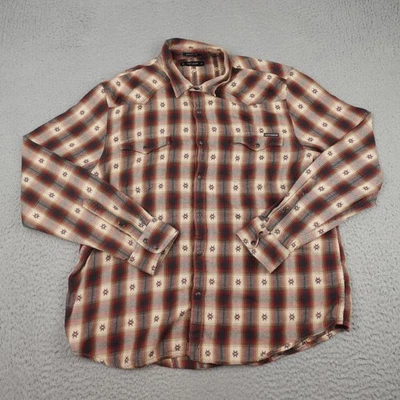 Lucky Brand Shirt Mens XL Brown Red Plaid Western Aztec Classic Fit Long Sleeve - Image 1 of 4