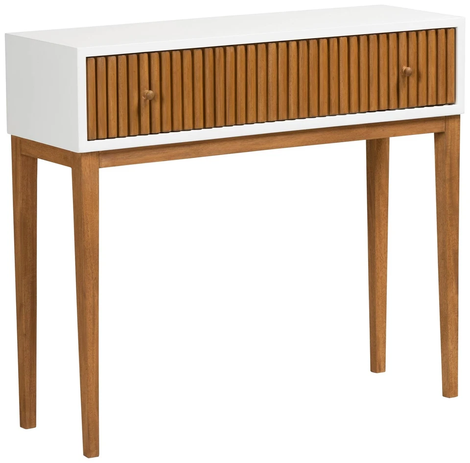 Odile 35 1/2"W Natural Brown White 1-Drawer Console Table - Image 1 of 1