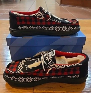 Hey Dude Mens Size 10 Wally Holiday Cheers Black/Multi NIB! 2024 #41862-064 - Picture 1 of 7