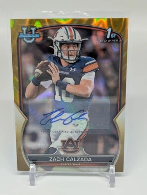 2022 Bowman Chrome University Auto Gold Lava #93 Zach Calzada /50 - Image 1 of 2