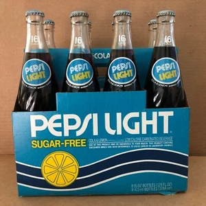 Vintage PEPSI LIGHT Lemon Glass Bottles w/ Carrier 8 PACK 16oz unopened SEALED - Picture 1 of 18