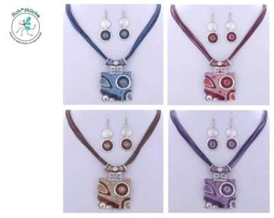 Schmuckset Halskette Ohrringe Ohrhänger Kunst Amulett Glücksbringer Geschenkidee - Bild 1 von 4