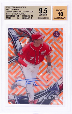 2016 Topps High Tek Trea Turner Auto Orange Magma Diffractor /25 BGS 9.5/10 - Image 1 of 2