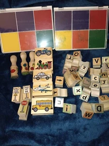 Melissa and Doug Rubber2 Ink Stamps Lot of 41 Alaphabet Airplane Bus Train Polic - Picture 1 of 4