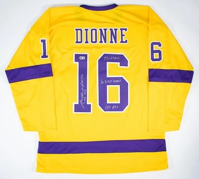Marcel Dionne Signed Los Angeles Kings Yellow Jersey 3 Inscriptions (Beckett) - Image 1 of 4