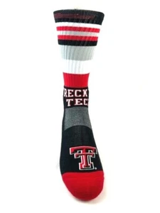Texas Tech Red Raiders Wreck 'Em Tech Black Rave Deuce Crew Socks - Picture 1 of 1