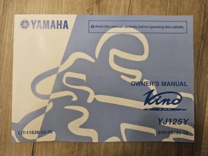 NOS Yamaha 2009 Vino 125 Scooter Owner's Manual Model YJ125Y LIT-11626-22-70 - Picture 1 of 5