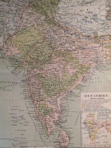 1895 India South Asia Geographical Vintage Map Pakistan Sri ORIG. 11.5 x 9 C17-6 - Picture 1 of 3
