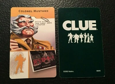 Clue  2002  Colonel Mustard   SUSPECT CARD   Game Replacement Card   Hasbro - Image 1 of 3