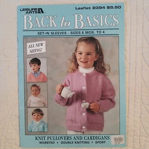 1993 Vtg Leisure Arts Kids Sweaters Knitting & Crochet Pattern Book Leaflet 2394 - Picture 1 of 24