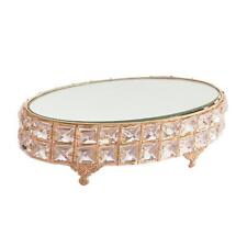Oval Mirror-top Cake Stand Fruit Tray Crystal Metal Pedestal for Baby Shower