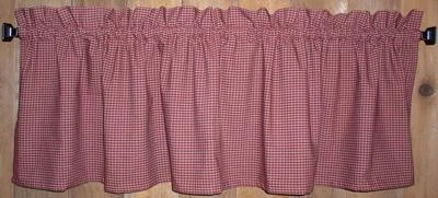 Cortinas de campo vermelhas marinhas xadrez americanas valances camadas fazenda - Imagem 1 de 3