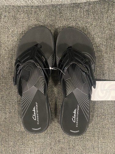 Infradito nere Clarks Cloudsteppers nuove con etichette taglia 8