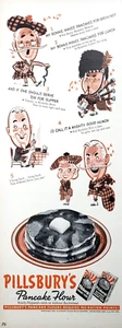 PRINT AD 1943 Pillsbury Pancake Flour Scottish Caricatures 4 Kernel 5x13 - Picture 1 of 1