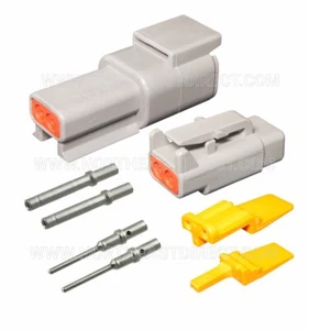 2 PIN DEUTSCH DTM DTM04-2P DTM06-2S WATERPROOF CONNECTOR KIT - SOLID CONTACTS - Picture 1 of 2