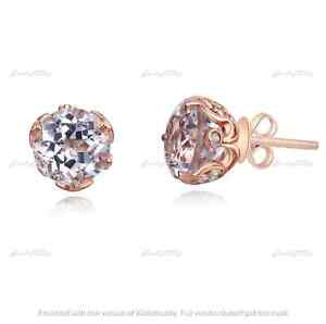 3Ct Round Cut Moissanite Screw Back Solitaire Stud Earrings 14K Rose Gold Over