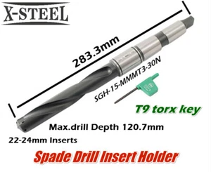 Spade Drill Insert Holder MT3 Taper Shank Helical Flute Holding 22-24mm Inserts - Picture 1 of 6