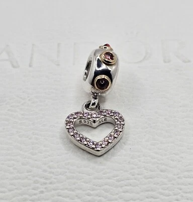 ❤️Auténtico Pandora⭐️RETIRADO⭐️ ENCANTO CORAZÓN DE SAN VALENTÍN/Con ORO 14k 🎁 Foto 1 de 4