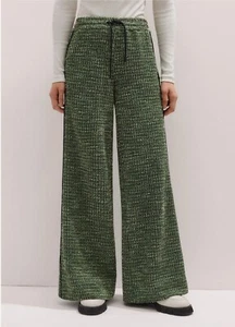 ME+EM Tweed Jersey Pantalones de Pull On Pantalón Pierna Ancha Verde Para Mujer Talla US 8 - Imagen 1 de 8