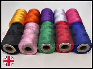 10 Vibrant Colors 100% Silk Threads Spools/Sewing Machine Silk Threads Free P&P - Picture 1 of 10