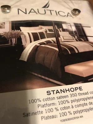 Nueva falda de cama Nautica Stanhope King marrón oscuro $79 al por menor Foto 1 de 4