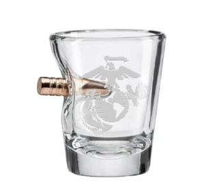 USMC Shot Glass- .308 Caliber Bullet EGA Marine Corps Shot Glass- Made in USA - Picture 1 of 4