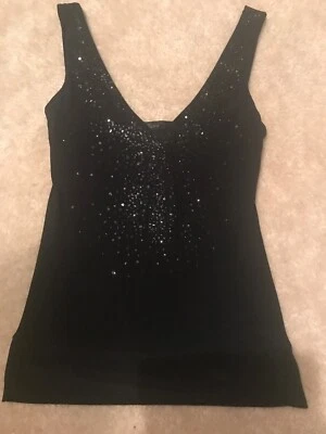 Camiseta sin mangas Twenty One para mujer de lentejuelas negra talla XS Foto 1 de 4