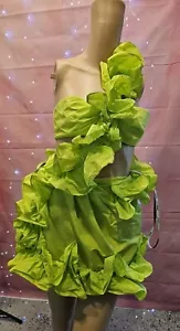 AKNVAS Open-Ruffled Mini Dress Color Green Size 2 - Picture 1 of 8