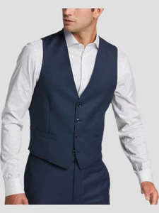 Calvin Klein Blue Vest and Pants Shirt and Bow tie 100% Wool Size 16 R Youth - Picture 1 of 1