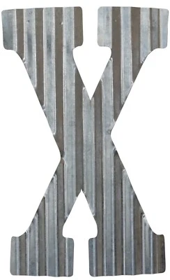 Letras metálicas de 13,7" para decoración de paredes, letras 3D grandes plateadas corrugadas X Foto 1 de 3