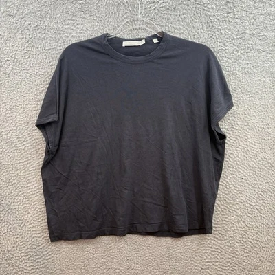 Camisa VINCE Mujer Pequeña Negra Algodón Pima Suave Minimalista Cuadrada Relajada Top S Foto 1 de 4