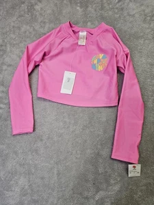 New Cat And Jack Girls Swimsuit Top Long Sleeve Rash Guard Size XS (4/5) Pink - Picture 1 of 2