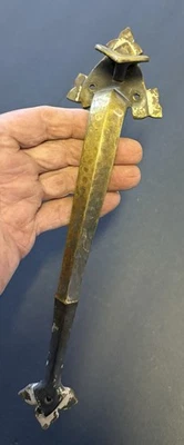 Antique Vintage Brass Exterior Door Pull Handle With Thumb Latch - Image 1 of 4