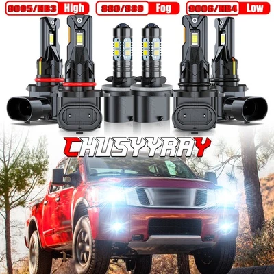 6x For Nissan Titan 2004-2015 LED Headlight Hi/Lo + Fog Light Bulbs Bright 6500K - Image 1 of 4