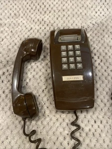 Vintage 80er Jahre ITT Drucktasten Wandhalterung Telefon schokobraun - Bild 1 von 13