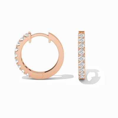 0.50 Ct Lab Grown Diamond Hoop Huggie Earring For Womens Solid 10K Rose Gold - Image 1 of 3