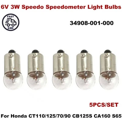 6V 3W Speedo Speedometer Light Bulbs For Honda CT110/125/70/90 CB125S CA160 S65 - Изображение 1 из 3