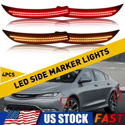 4pc For 15-17 Chrysler 200 Rear Front LED Fender Bumper Side Marker Light Smoked - Image 1 of 4