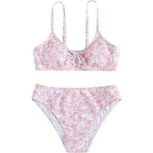 NEW NWOT Cozyease Girls 2-Piece Floral Knot Bikini Swimsuit Youth Size 12-13Y - Picture 1 of 5