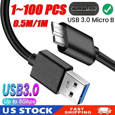 Lote de cable micro USB 3.0 de alta velocidad sincronización de datos para disco duro externo Foto 1 de 4