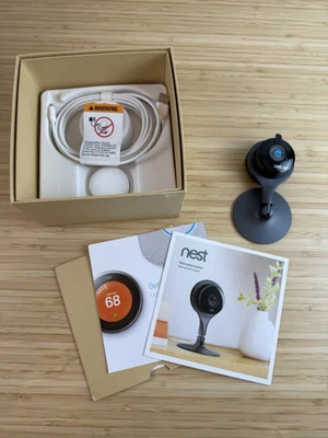 Google Nest Cam Indoor Security Wi-Fi Camera A0005 Black 1st Gen w/ Mount Plate - Image 1 of 4