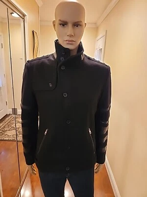 Men JACK & JONES Wool Like 100% Cotton With Leather Trim Detailed Jckt SZ L NWOT - Image 1 of 4