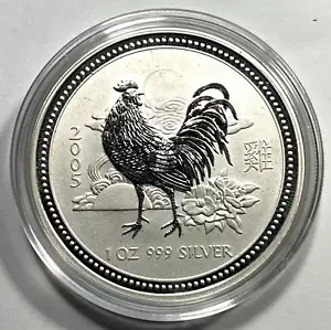2005 Australia $1 Series I Year of the Rooster 1 oz 99.9% Silver Unc - Picture 1 of 2