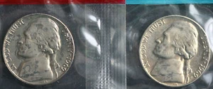 Lote de dos monedas de níquel Jefferson 1969 D y S sin circular de 5 centavos de violonchelos 5c - Imagen 1 de 6