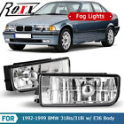 Fog Lights For 92-99 BMW E36/M3 3 Series Lamps Clear Glass Lens H1 55W Pair Set