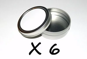 6 X 2-oz Round Metal Blank White Label Slip-Lid Tin Can Container - Use 4 Crafts - Picture 1 of 2
