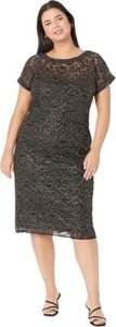 Maggy London Illusion Dress Women's 20W Black Back Slit Sheath Cocktail JDM861 - Picture 1 of 12