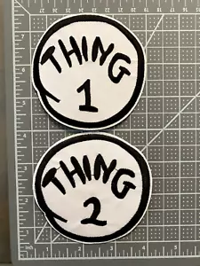 (2) Dr Seuss Thing 1 Thing 2 4x4" Patch Iron / Sew-On - Picture 1 of 3