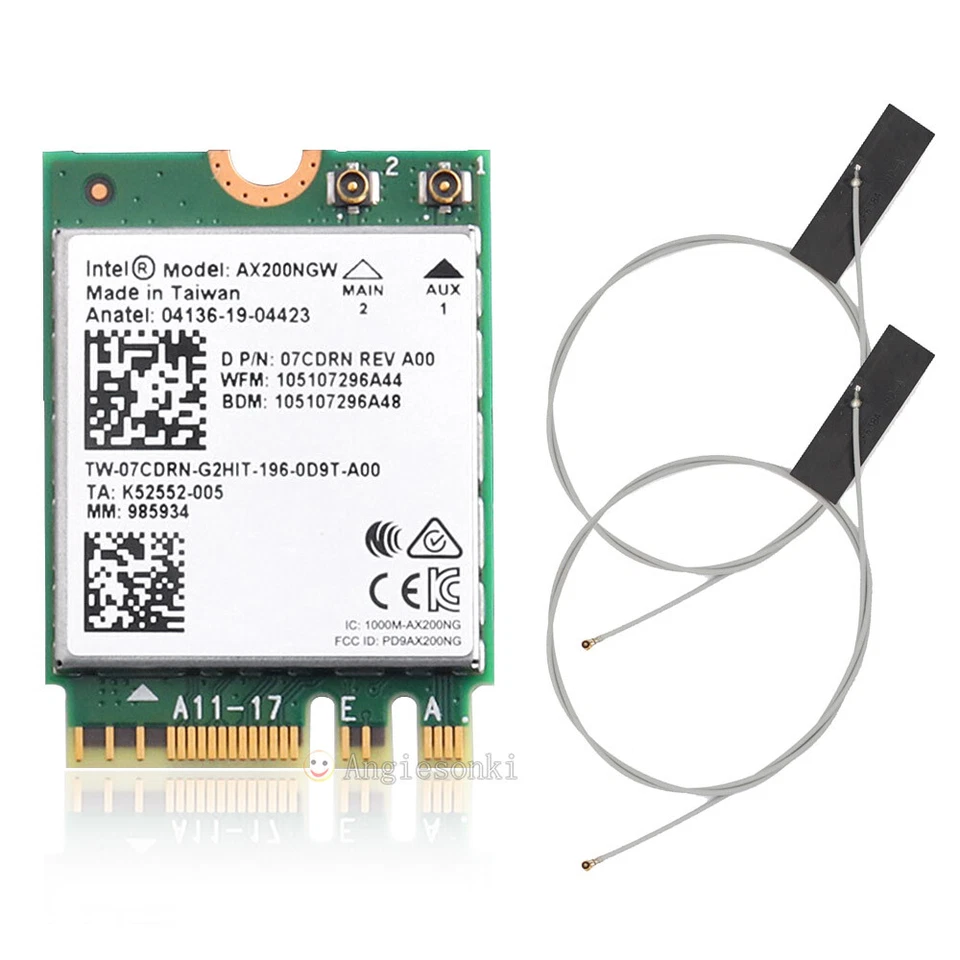 Intel WiFi 6 AX200NGW AC NGFF MU-MIMO BT5.0 Wireless-Karte 3000 Mbps 2X Antenne  - Bild 1 von 4