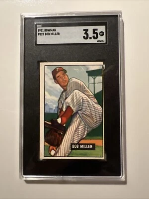 1951 Bowman #220 Bob Miller Graded SGC 3.5 VG+ - Image 1 of 3